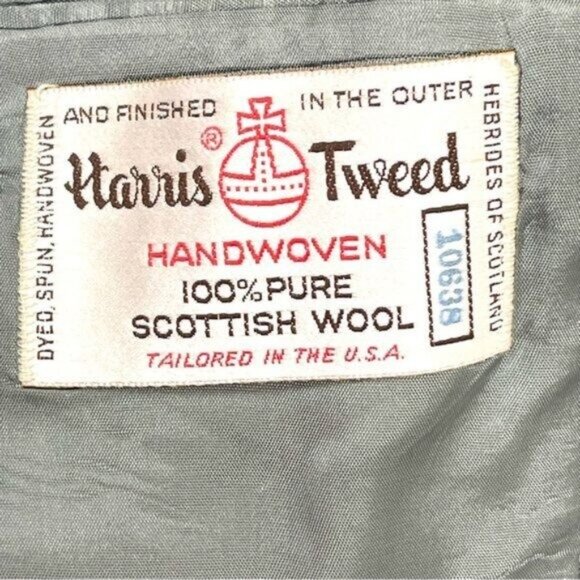Harris Tweed 80s Wool Herringbone handwoven classic blazer sport coat gray 42 - Picture 7 of 8